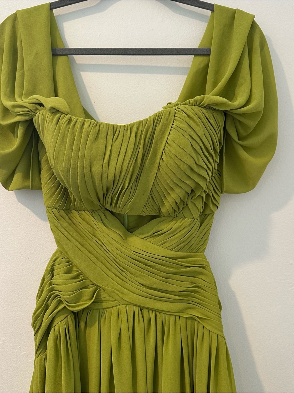 Off-Shoulder Lime Green Evening Dress - Picture 7 of 15